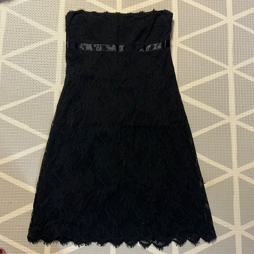 R.E.D. Valentino black lace strapless dress